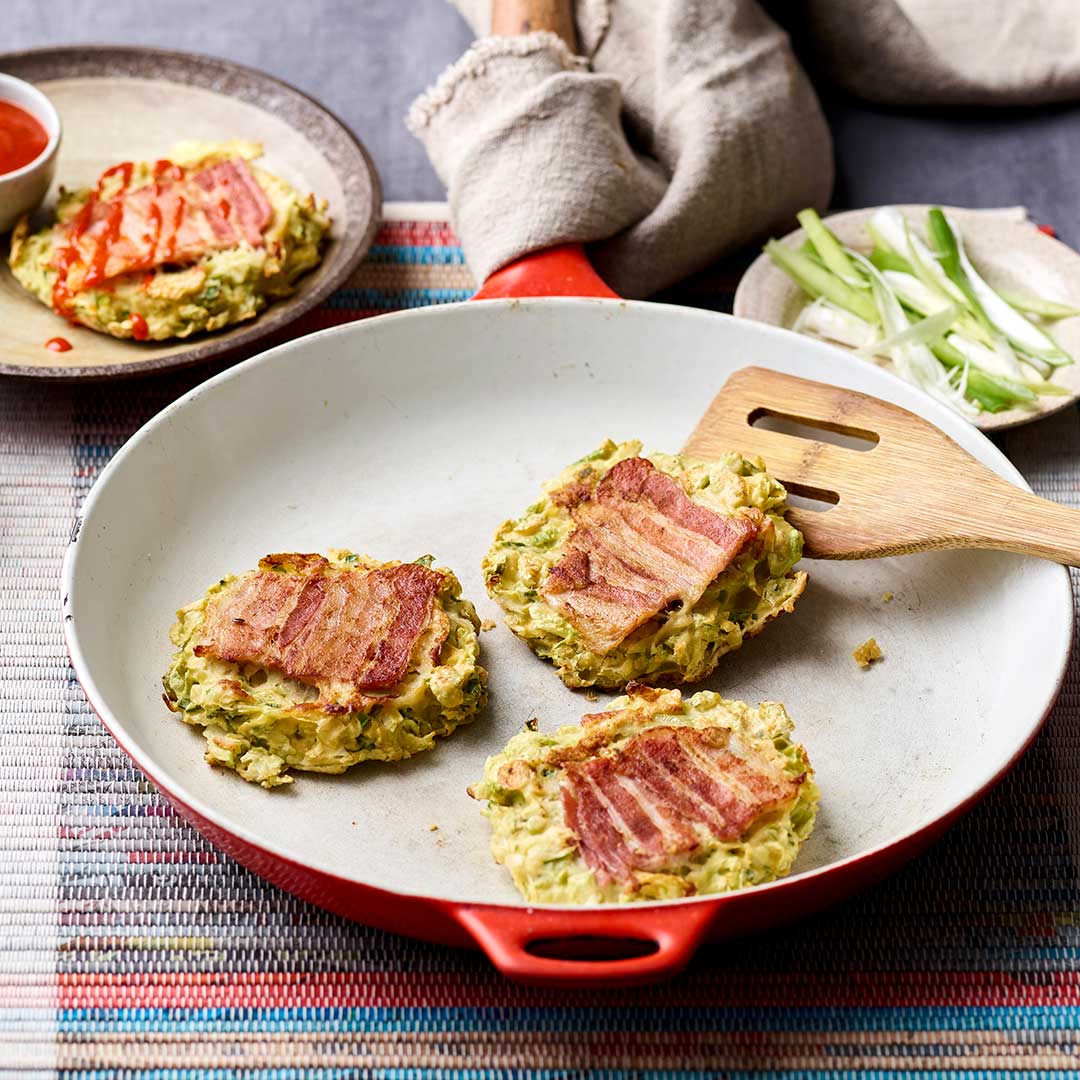 Brown Rice Flour Cabbage Fritters - Okonomiyaki Pancakes