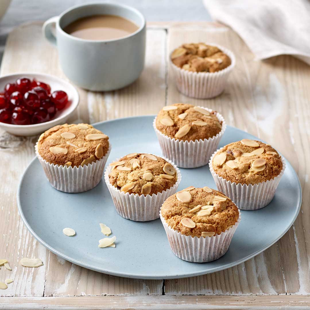 Cherry And Almond Teff Cupcake Muffins