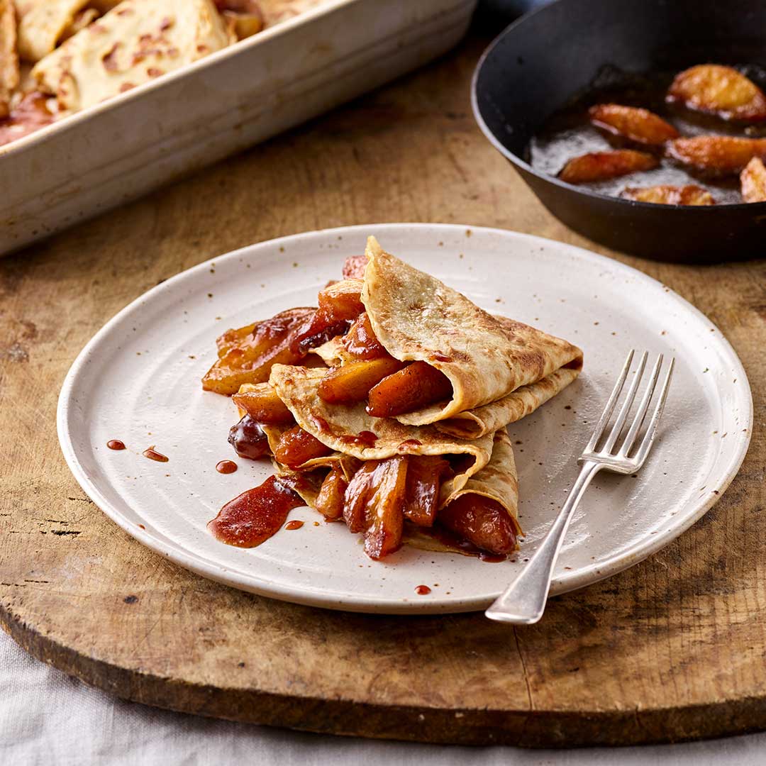 Spelt And Buckwheat Caramelized Apple Pancakes