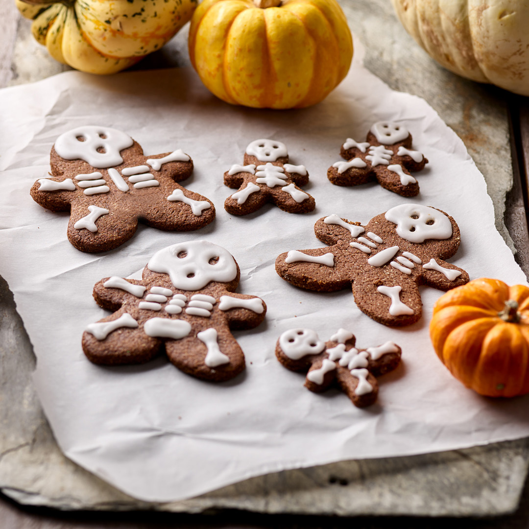 DF427 Halloween Skeleton Biscuits 1080 | Doves Farm | Oat Flour Skeleton Biscuits